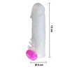 Imagen de Funda transparente para pene con textura peneana y estimulador a pila