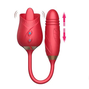 Imagen de Vibrador rosa con lengua estimuladora y bala a prueba de agua 2 en 1