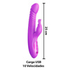 Imagen de Consolador Vibrador telescópico Con estimulador y Calor 10 frecuencias recargable